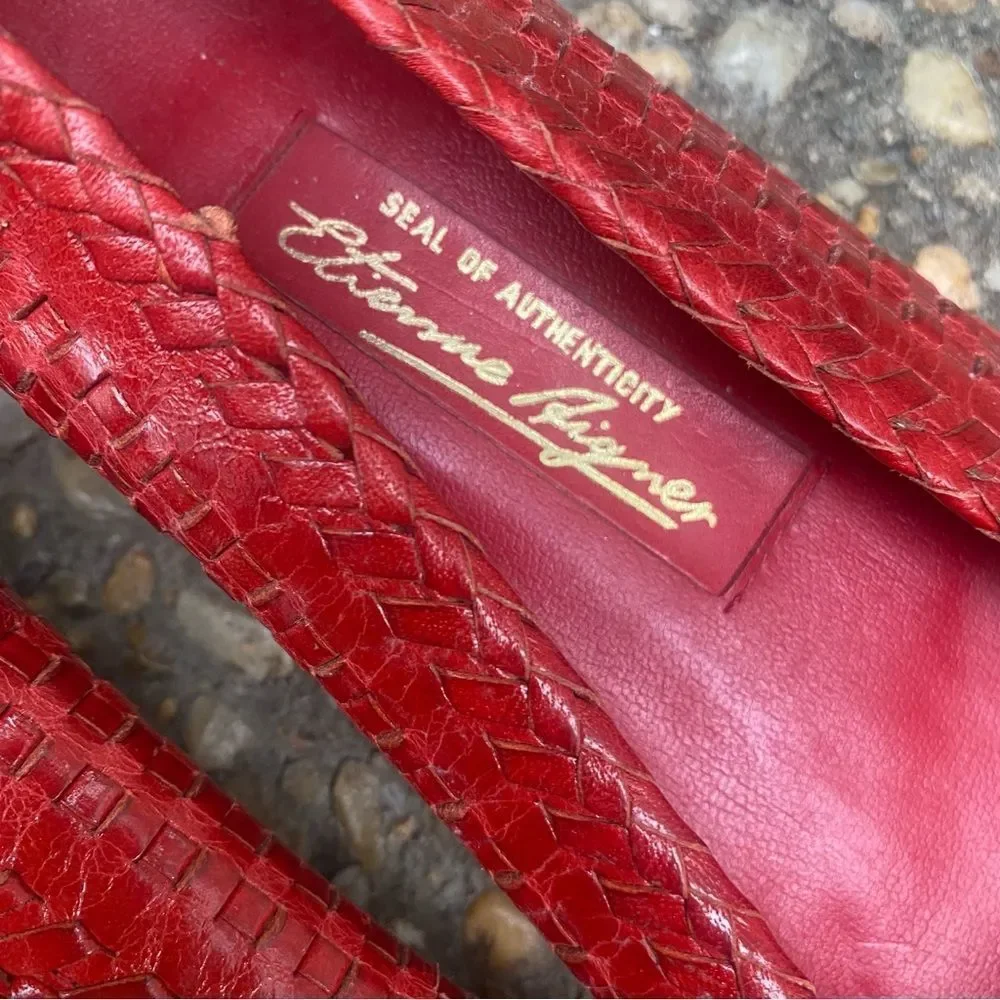 Etienne Aigner Red Woven Flats - Picture 6 of 6